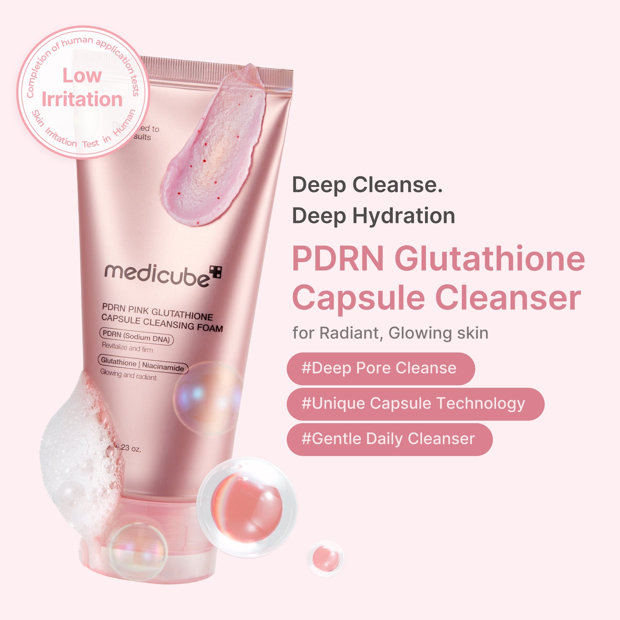 PDRN Pink Glutathione Capsule Foam Cleanser - medicube.us